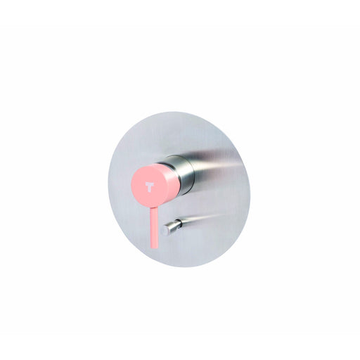 Rubinetto miscelatore Doccia incasso con deviatore a due vie in acciaio inox Finitura Spazzolata con Maniglia colore Cipria Tubico Colorado by CeramicStore | Lo specialista del tuo bagno