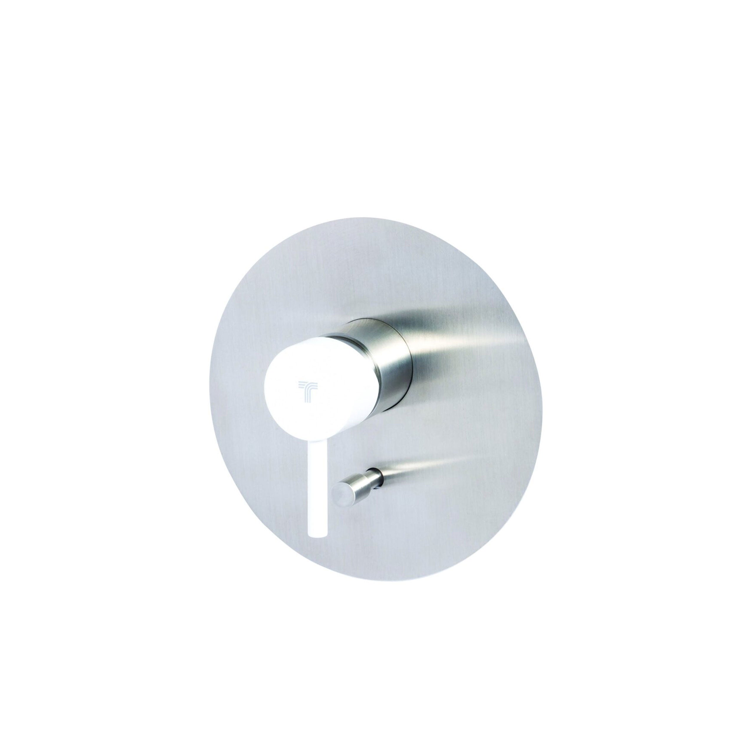 Rubinetto miscelatore Doccia incasso con deviatore a due vie in acciaio inox Finitura Spazzolata con Maniglia colore Neve Tubico Colorado by CeramicStore | Lo specialista del tuo bagno