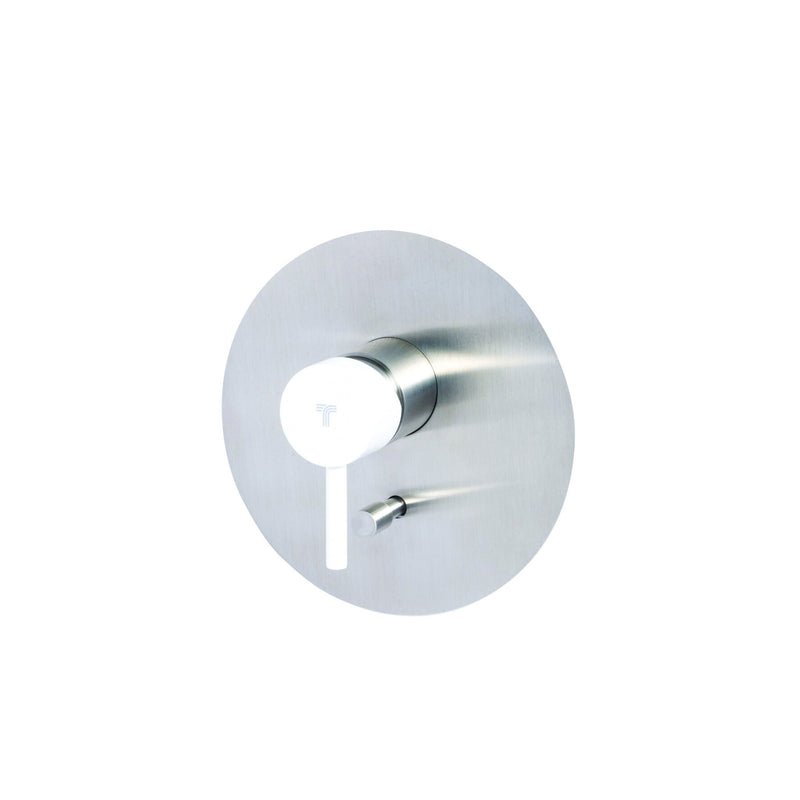 Rubinetto miscelatore Doccia incasso con deviatore a due vie in acciaio inox Finitura Spazzolata con Maniglia colore Neve Tubico Colorado by CeramicStore | Lo specialista del tuo bagno