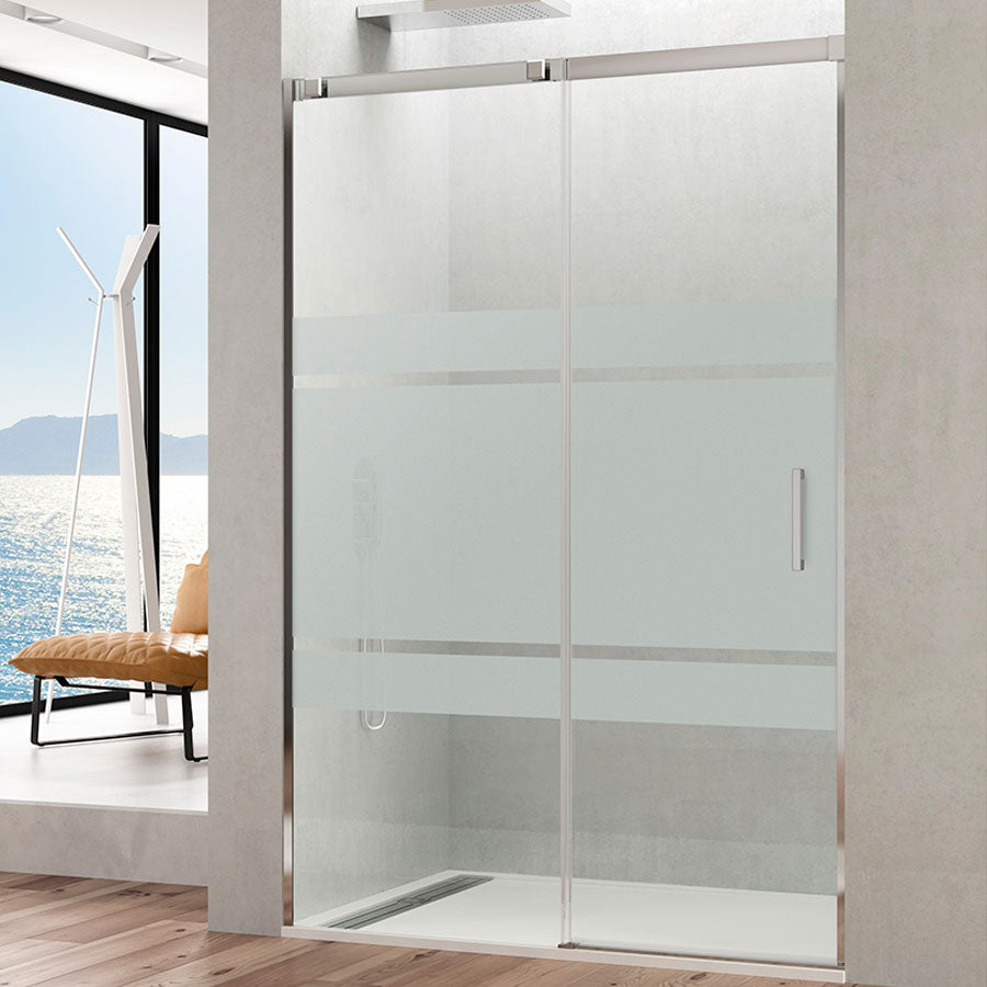Box doccia a nicchia da 150 cm modello Frost Plus in cristallo serigrafato 6 mm con profili acciaio inox by CeramicStore | Lo specialista del tuo bagno