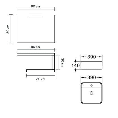 Mobile bagno a giorno con lavabo d'appoggio cm 80 Beton - Cubi&Co modello Destiny con specchio e lampada by CeramicStore | Lo specialista del tuo bagno