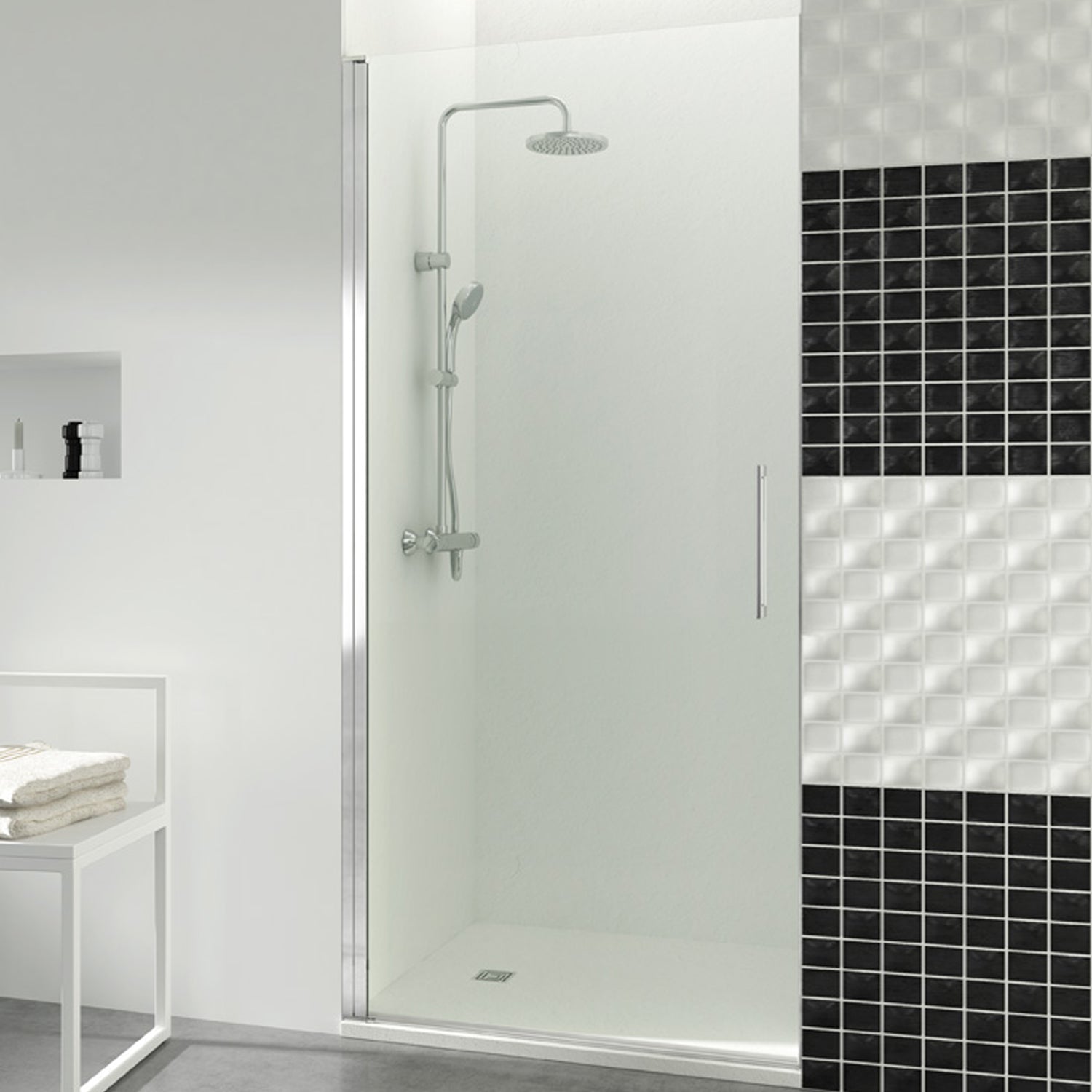 Porta doccia a battente di GME modello Open da 40 cm con chiusura magnetica a parete by CeramicStore | Lo specialista del tuo bagno