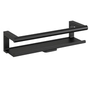 Mensola porta sapone doccia a muro in alluminio ed ottone verniciato linea 'Architect s+' by Cosmic -con lavavetro - Nero satinato by CeramicStore | Lo specialista del tuo bagno