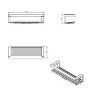 Mensola porta sapone doccia a muro in alluminio ed ottone verniciato linea 'Architect s+' by Cosmic -con lavavetro - Nero satinato by CeramicStore | Lo specialista del tuo bagno