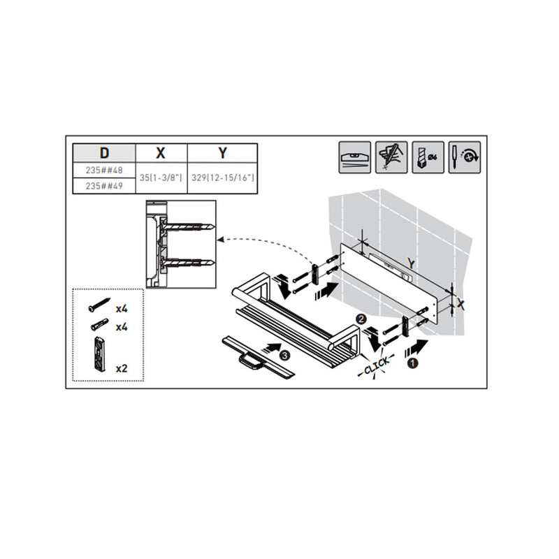 Mensola porta sapone doccia a muro in alluminio ed ottone verniciato linea 'Architect s+' by Cosmic -con lavavetro - Nero satinato by CeramicStore | Lo specialista del tuo bagno
