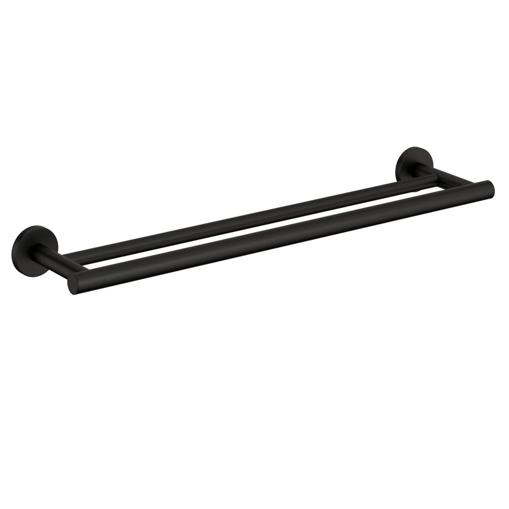 Porta asciugamani doppio a muro in ottone verniciato della collezione 'Architect s+' by Cosmic cm 59x13x5,5 - Nero satinato by CeramicStore | Lo specialista del tuo bagno