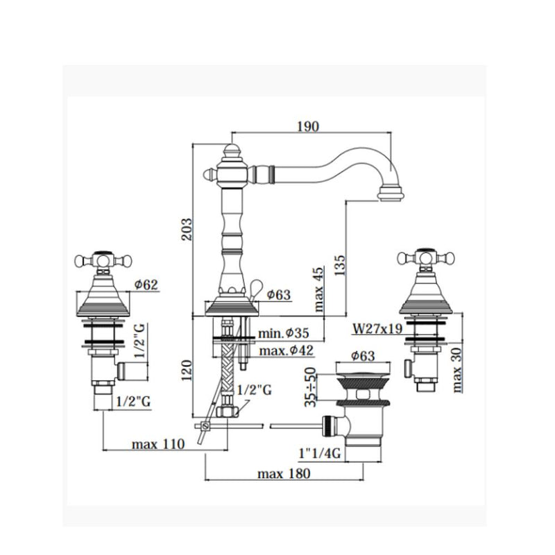 Batteria lavabo serie Belinda modello FBLV055CO cromato oro Paffoni by CeramicStore | Lo specialista del tuo bagno