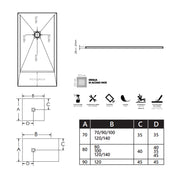 Piatto Doccia filopavimento 70x120 bianco in resina effetto pietra Emoji riducibile by CeramicStore | Lo specialista del tuo bagno