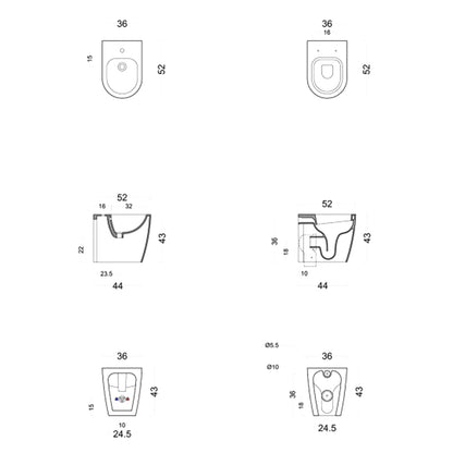 Sanitari senza Brida Filo muro Falerii  Foglia Medium wc bidet sedile softclose OUTLET