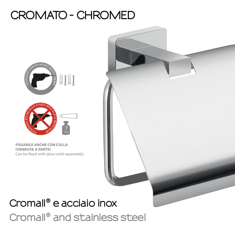 Portarotolo coperto a parete in Acciaio Inox Gedy modello Atena - Cromato