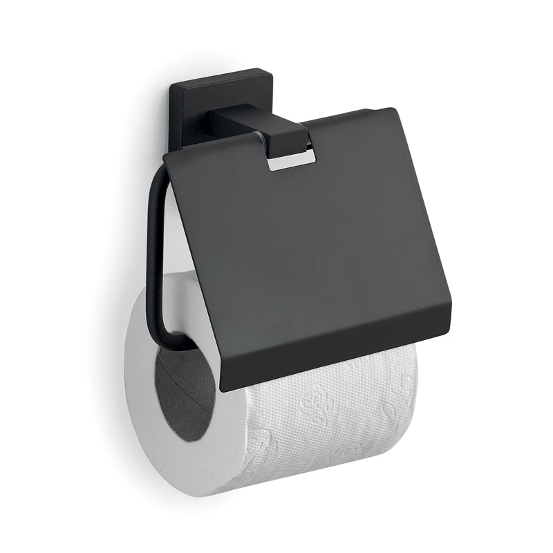 Portarotolo coperto a parete in Acciaio Inox Gedy modello Atena - Nero Matt