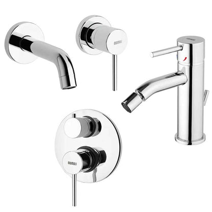 Set di Rubinetti Doccia con Deviatore, Lavabo Incasso e Bidet con scarico in ottone Cromo collezione Pico di Mamoli Rubinetterie by CeramicStore | Lo specialista del tuo bagno