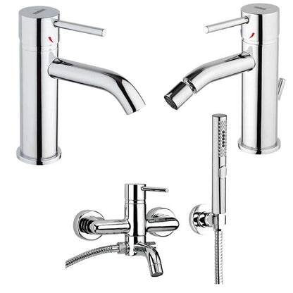 Set di Rubinetti Vasca con Set Doccia, Lavabo e Bidet con scarico in ottone Cromo collezione Pico di Mamoli Rubinetterie by CeramicStore | Lo specialista del tuo bagno