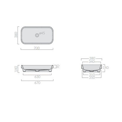 Lavabo da incasso soprapiano 70x38cm serie Meg11 Pro di Ceramica Galassia - Bianco lucido by CeramicStore | Lo specialista del tuo bagno