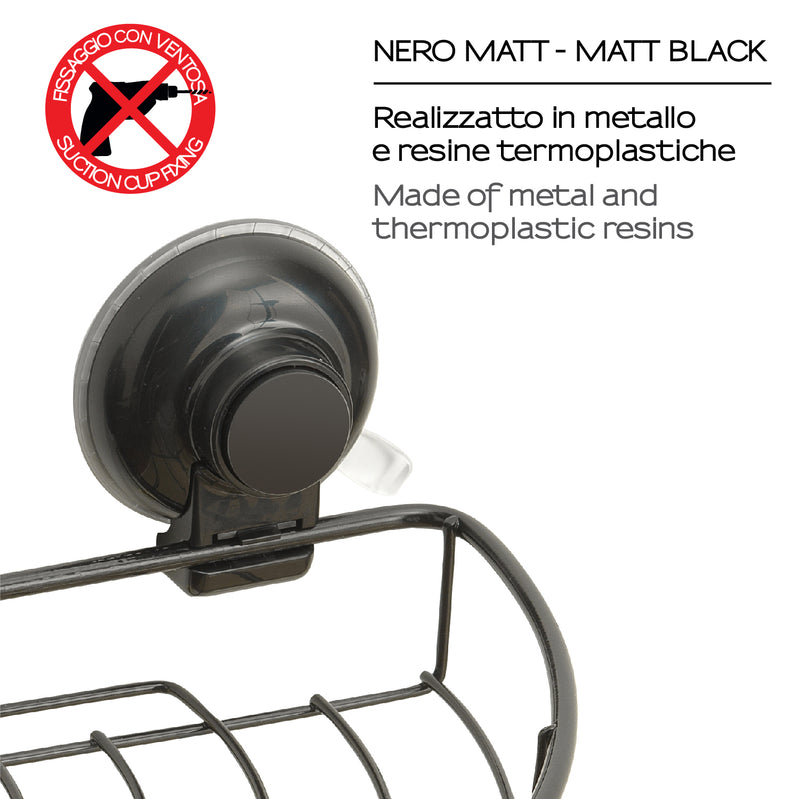 Portaoggetti rettangolare doccia in filo di Gedy serie Hot - Nero Matt by CeramicStore | Lo specialista del tuo bagno