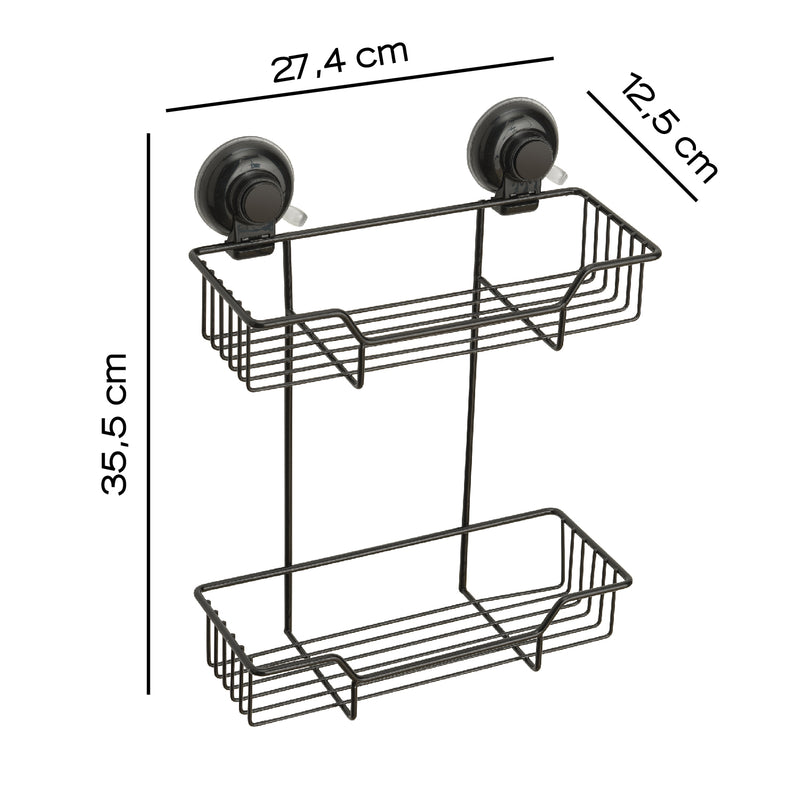 Portaoggetti doccia doppio in filo di Gedy serie Hot - Nero Matt by CeramicStore | Lo specialista del tuo bagno