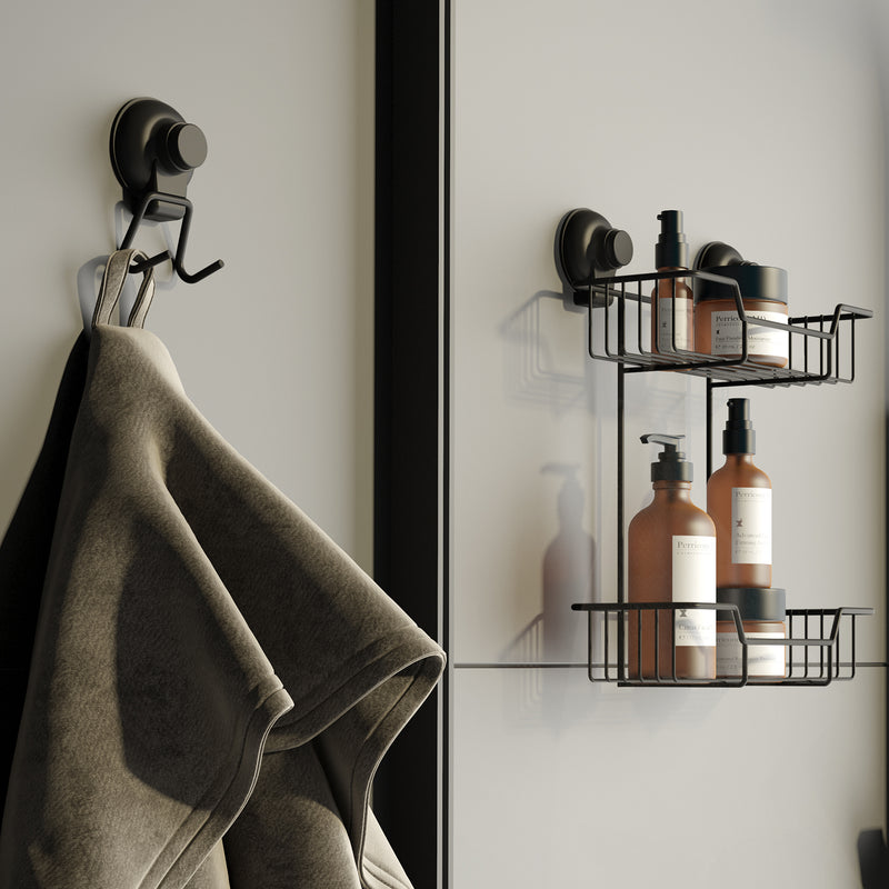 Portaoggetti doccia doppio in filo di Gedy serie Hot - Nero Matt by CeramicStore | Lo specialista del tuo bagno