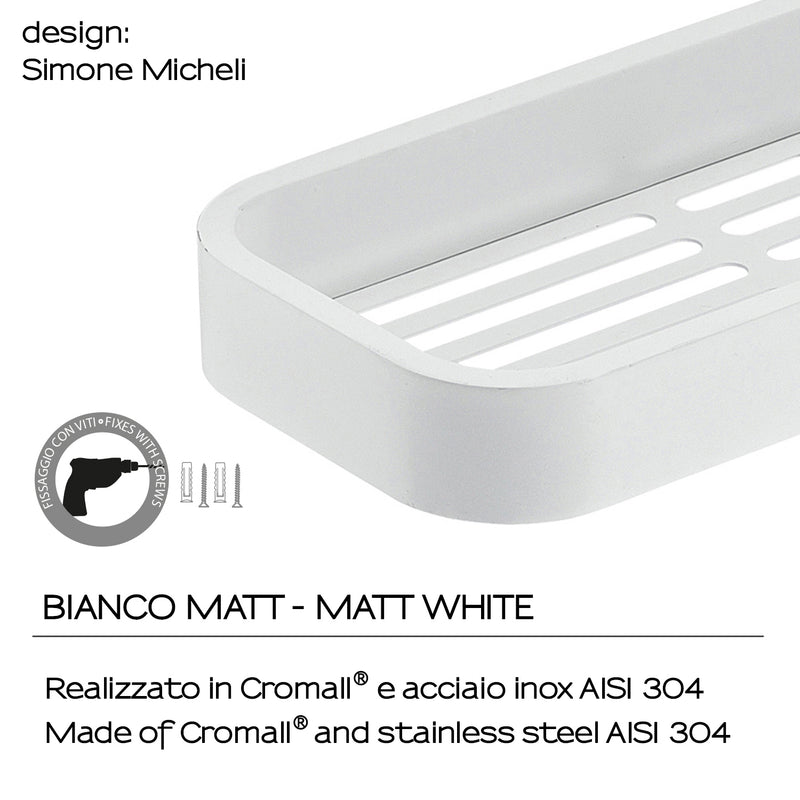 Portaoggetti doccia rettangolare Outline di Gedy - Bianco Matt versione outlet by CeramicStore | Lo specialista del tuo bagno