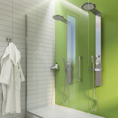 Pannello doccia multifunzione con miscelatore termostatico da cm 145 modello WELLNESS 02 - Spazzolato by CeramicStore | Lo specialista del tuo bagno