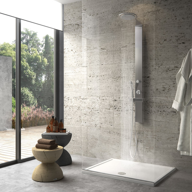 Pannello doccia multifunzione con miscelatore termostatico da cm 145 modello WELLNESS 02 - Spazzolato by CeramicStore | Lo specialista del tuo bagno