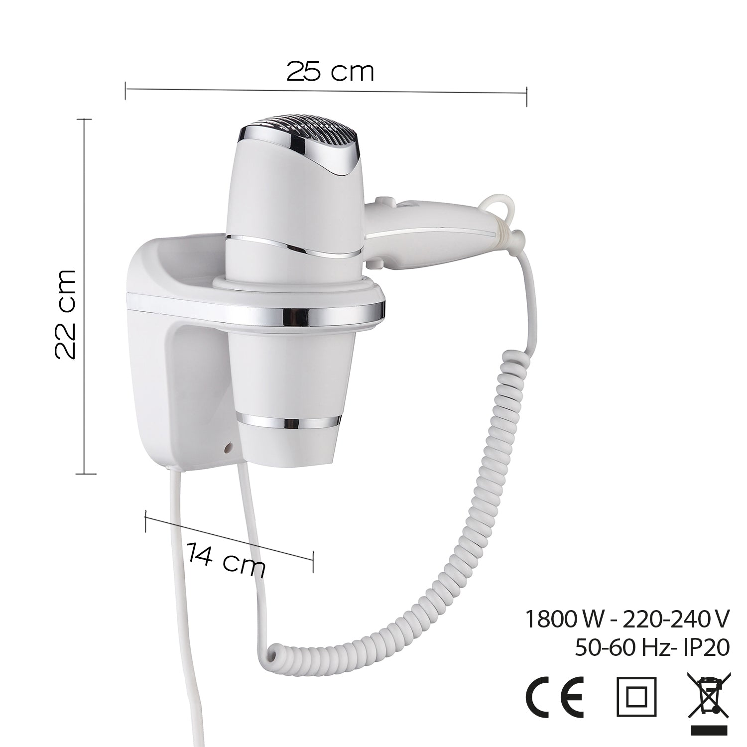 Gedy Maestrale Asciugacapelli - 1800W Parete Bianco Lucido by CeramicStore | Lo specialista del tuo bagno