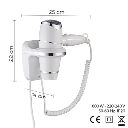 Gedy Maestrale Asciugacapelli - 1800W Parete Bianco Lucido by CeramicStore | Lo specialista del tuo bagno