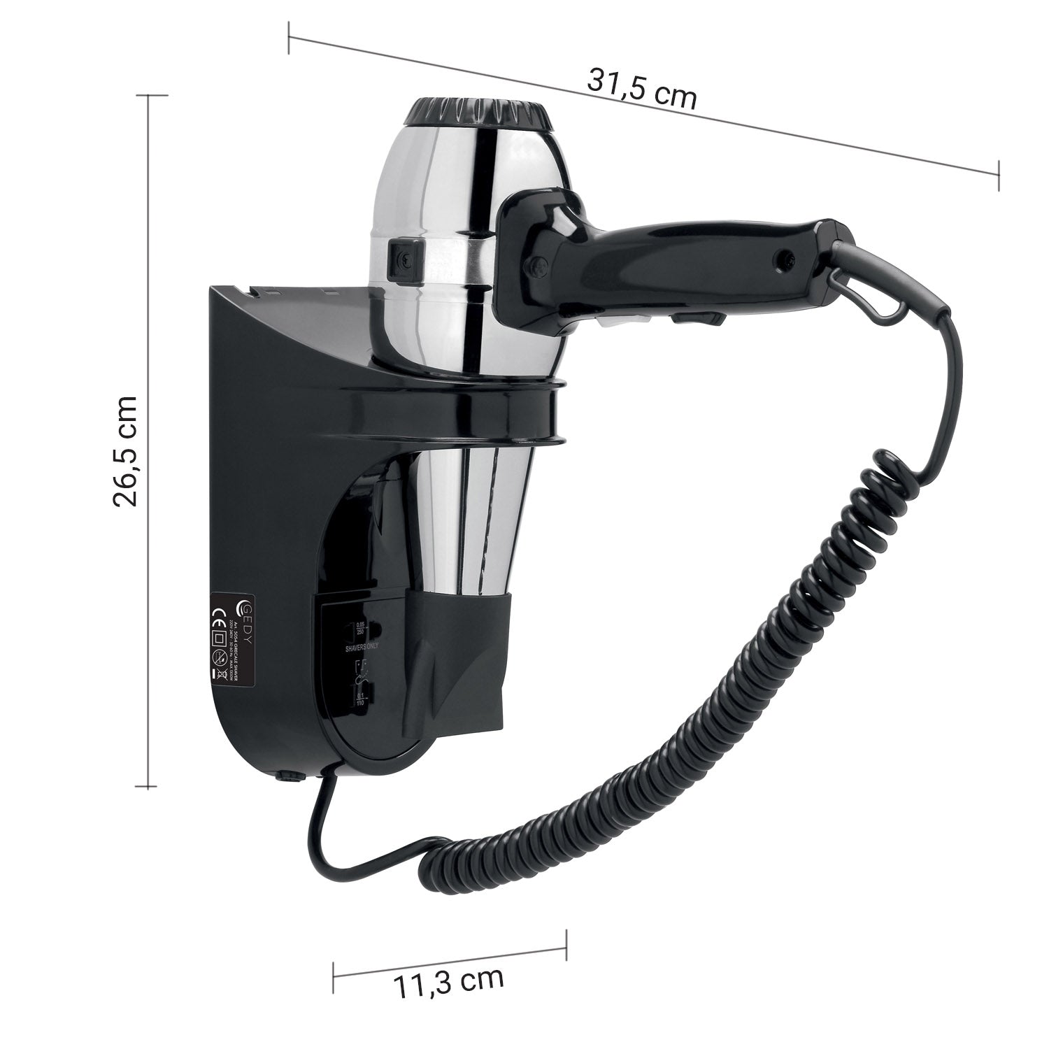 Gedy Asciugacapelli Grecale 1300W - Presa Rasoio Integrata by CeramicStore | Lo specialista del tuo bagno