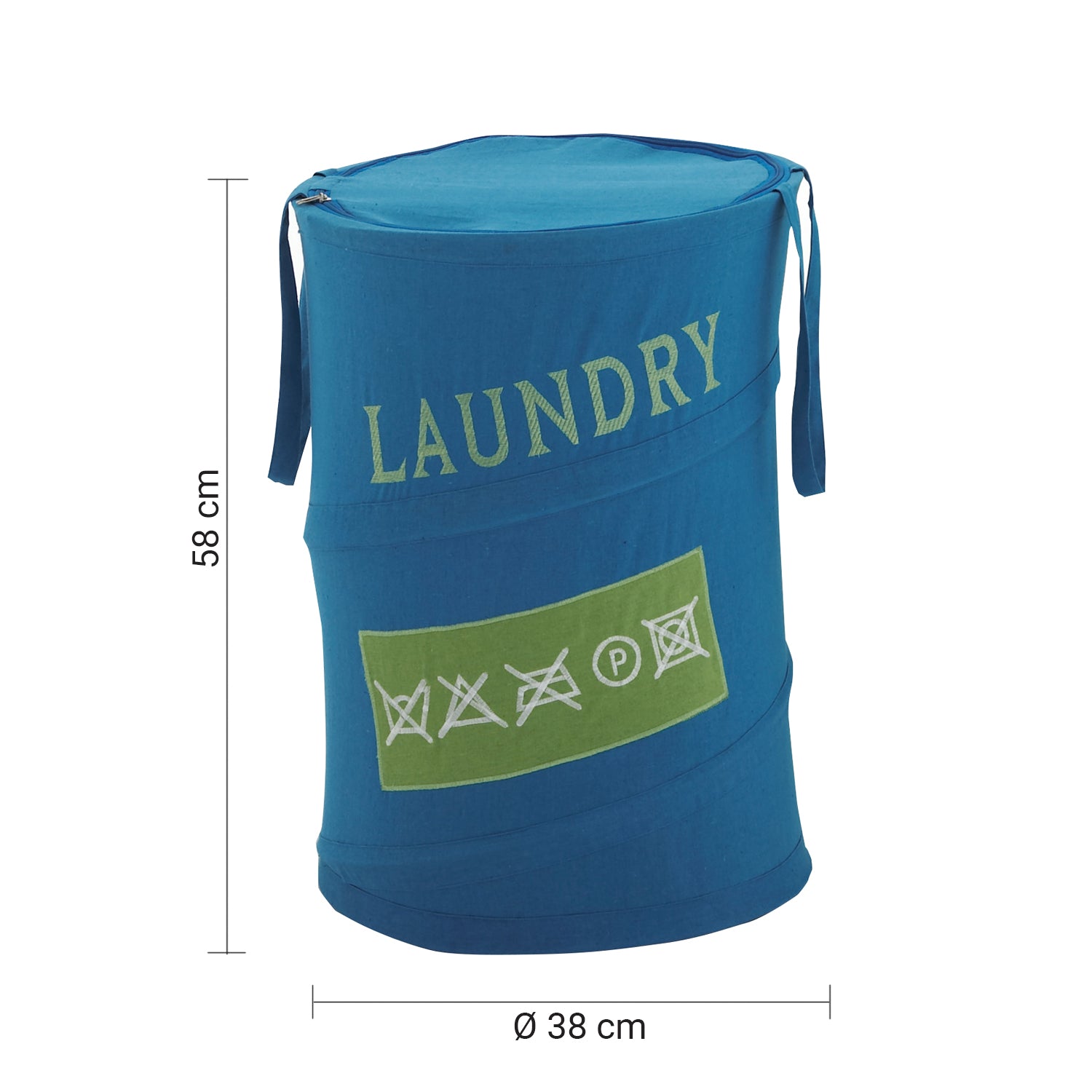 Cesto portabiancheria di Gedy modello Laundry in metallo, cotone e poliestere - Azzurro by CeramicStore | Lo specialista del tuo bagno