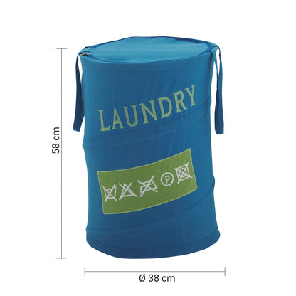 Cesto portabiancheria di Gedy modello Laundry in metallo, cotone e poliestere - Azzurro by CeramicStore | Lo specialista del tuo bagno
