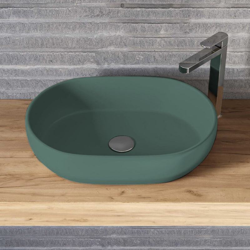 Lavabo d'appoggio ovale BathCore serie Viva 60,5x42,5 cm - Verde opaco
