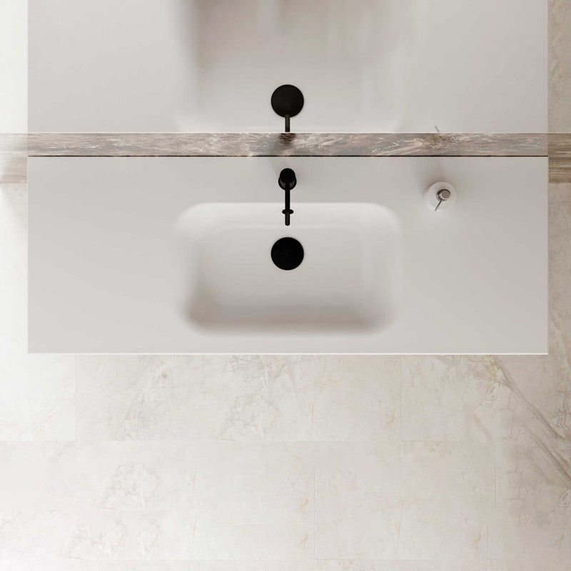 Lavabo sospeso rettangolare BathCore 121x46 cm - Bianco opaco