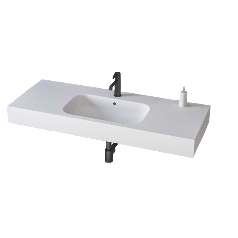Lavabo sospeso rettangolare BathCore 121x46 cm - Bianco opaco