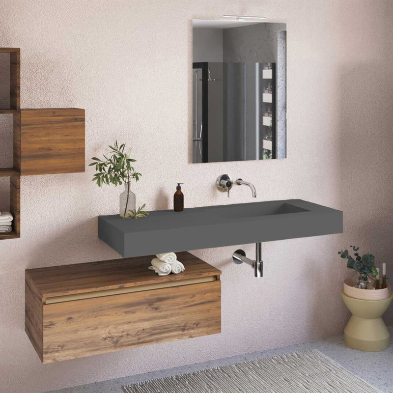 Lavabo a muro 140x51,5 cm con vasca a destra BathCore - Antracite