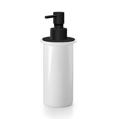 Dispenser portasapone Lineabeta collezione Baketo-Duemila-Picola in porcellana con pompetta erogatrice nera