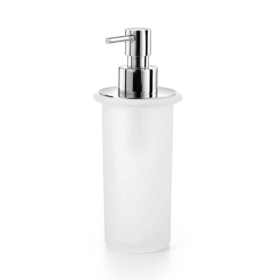 Dispenser portasapone Lineabeta collezione Baketo-Duemila-Picola in vetro acidato con pompetta erogatrice cromo