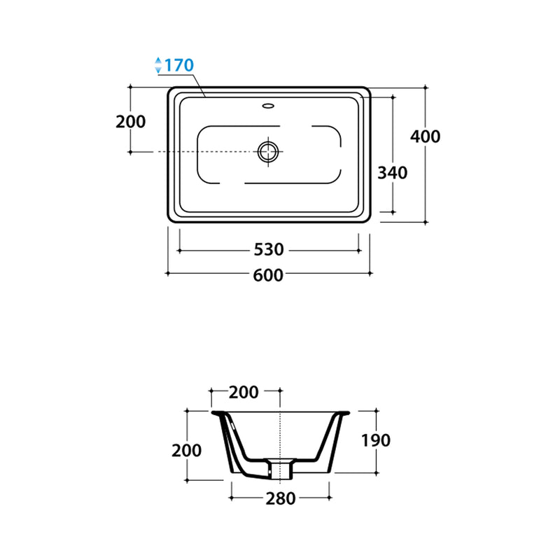 Lavabo sottopiano rettangolare Globo modello Cortona 60x40x19H cm - Bianco lucido by CeramicStore | Lo specialista del tuo bagno