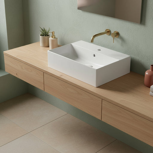 Lavabo da appoggio o sospeso T-Edge 51x37 cm Ceramica Globo - Bianco lucido