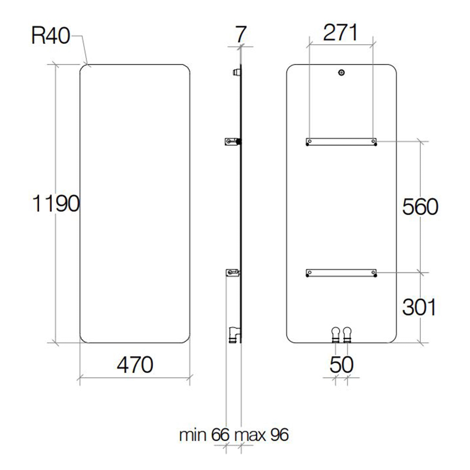 Termoarredo idraulico 662 Watt a muro in acciaio al carbonio collezione Caligo di Lineabeta colore antracite cm 47x119 by CeramicStore | Lo specialista del tuo bagno