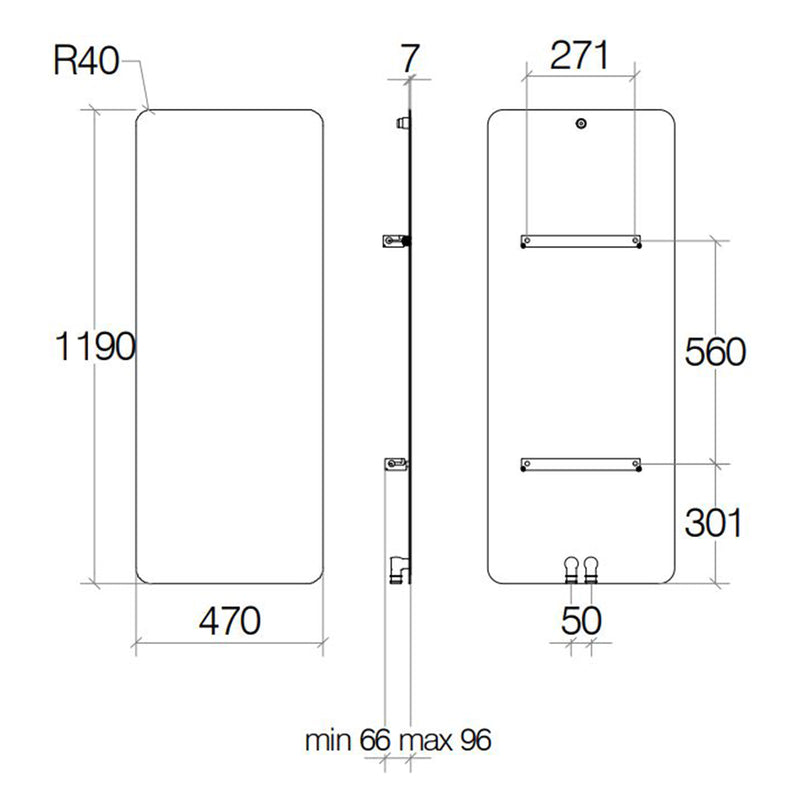 Termoarredo idraulico 662 Watt a muro in acciaio al carbonio collezione Caligo di Lineabeta colore antracite cm 47x119 by CeramicStore | Lo specialista del tuo bagno