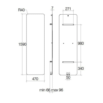 Termoarredo idraulico 886 Watt a muro in acciaio al carbonio collezione Caligo di Lineabeta colore antracite cm 47x159 by CeramicStore | Lo specialista del tuo bagno