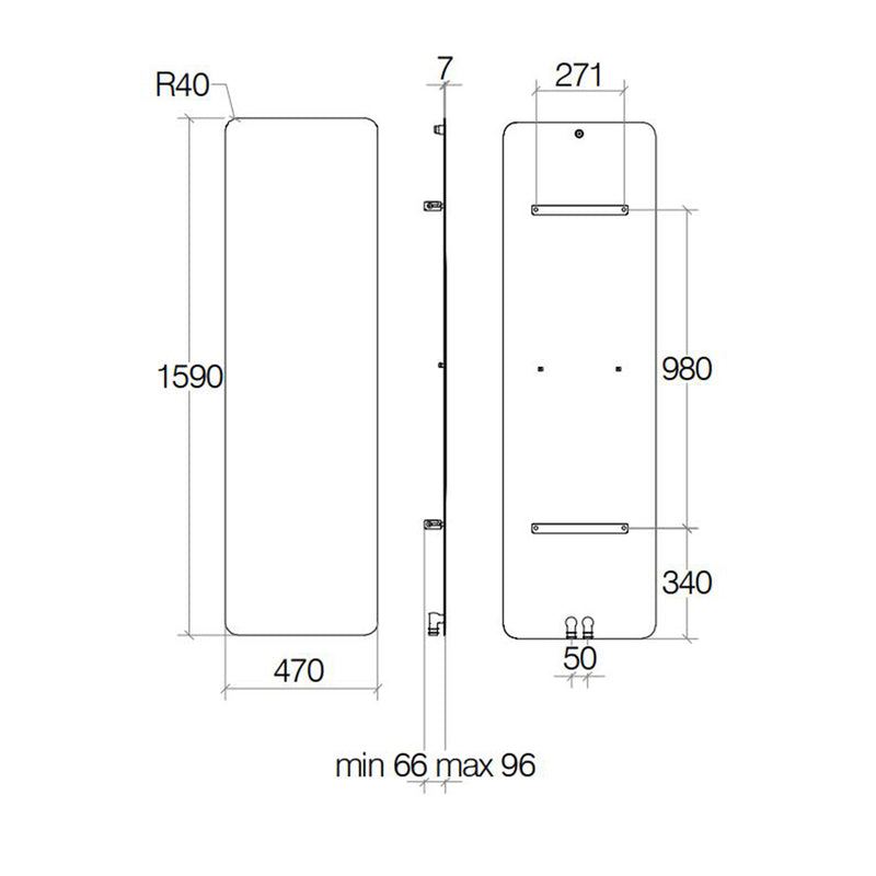 Termoarredo idraulico 886 Watt a muro in acciaio al carbonio collezione Caligo di Lineabeta colore antracite cm 47x159 by CeramicStore | Lo specialista del tuo bagno
