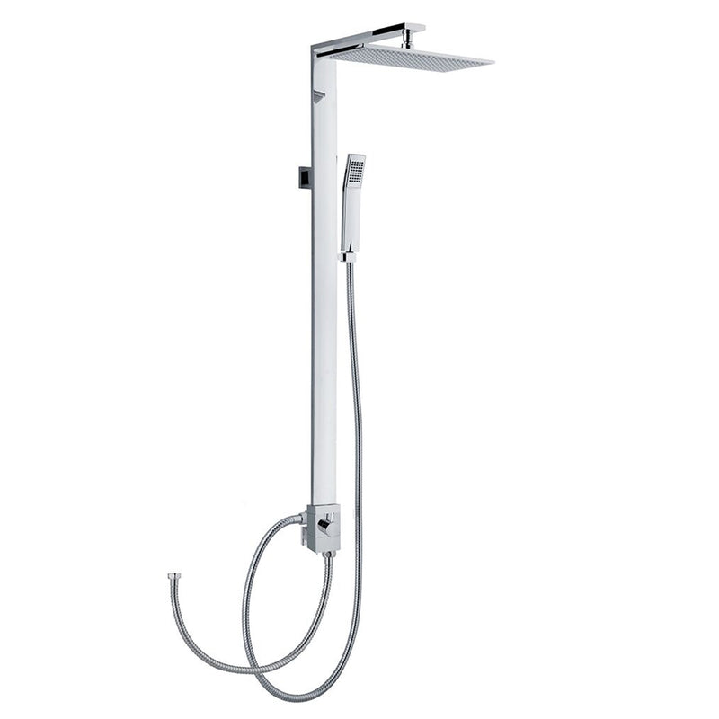 Colonna doccia rettangolare in ottone con soffione e attacco flessibile by CeramicStore | Lo specialista del tuo bagno