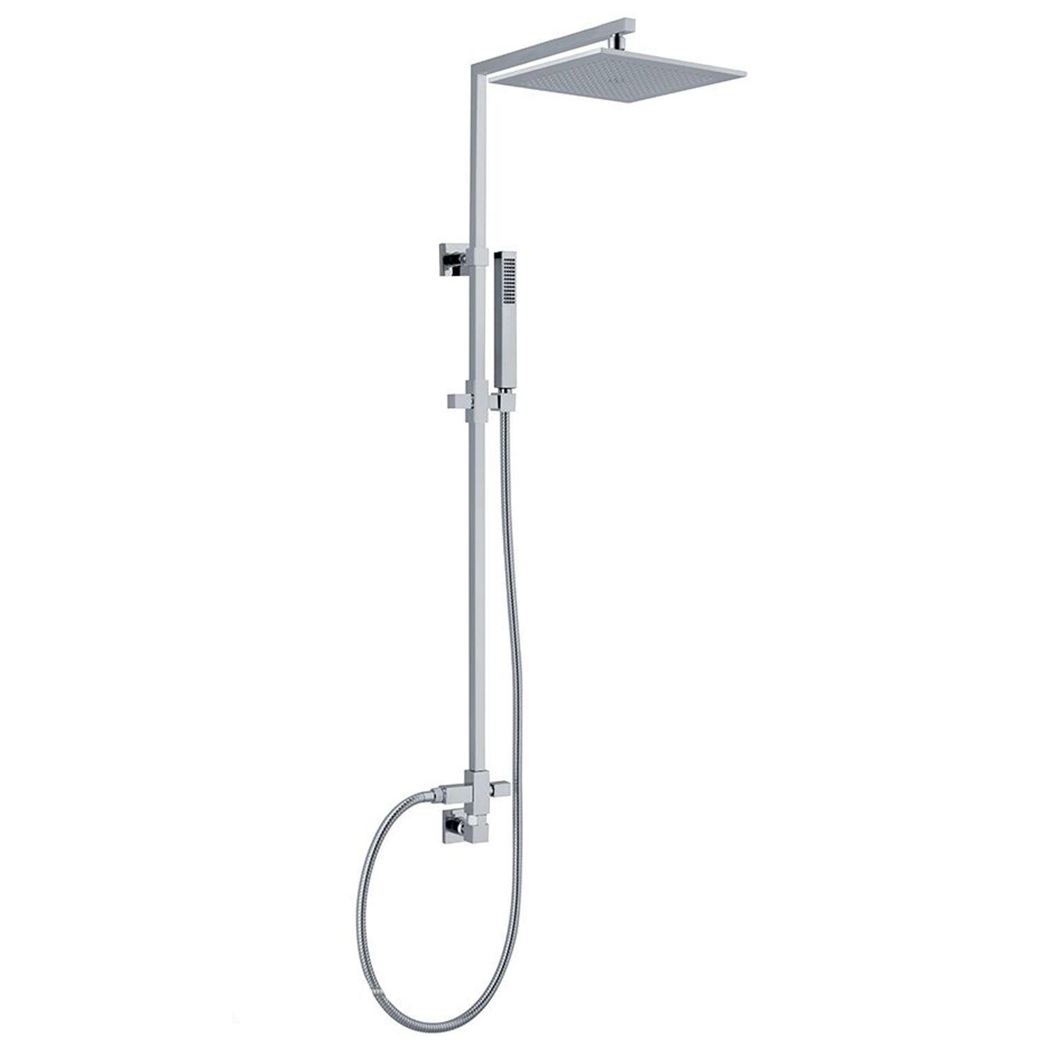 Colonna doccia quadra in ottone con soffione, deviatore e presa acqua a muro by CeramicStore | Lo specialista del tuo bagno