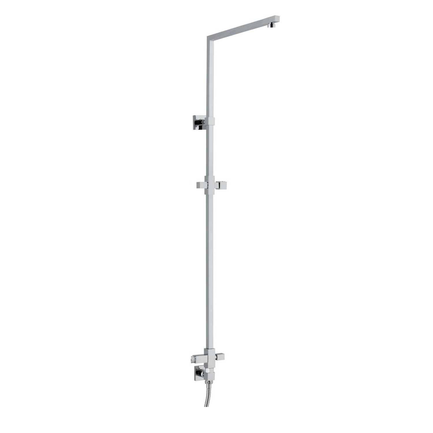 Colonna doccia quadra in ottone con supporto, deviatore e attacco flessibile by CeramicStore | Lo specialista del tuo bagno