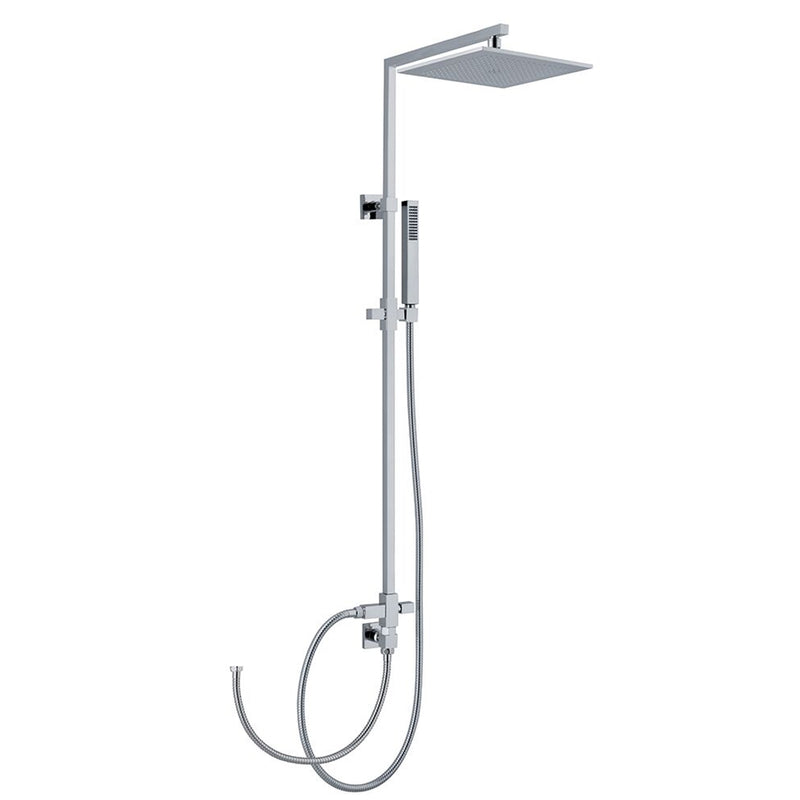 Colonna doccia quadra in ottone con soffione, deviatore e attacco flessibile by CeramicStore | Lo specialista del tuo bagno