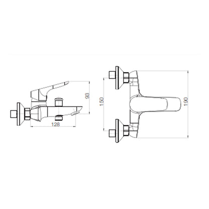 Miscelatore vasca esterno a 2 vie serie Lilla finitura cromata by CeramicStore | Lo specialista del tuo bagno
