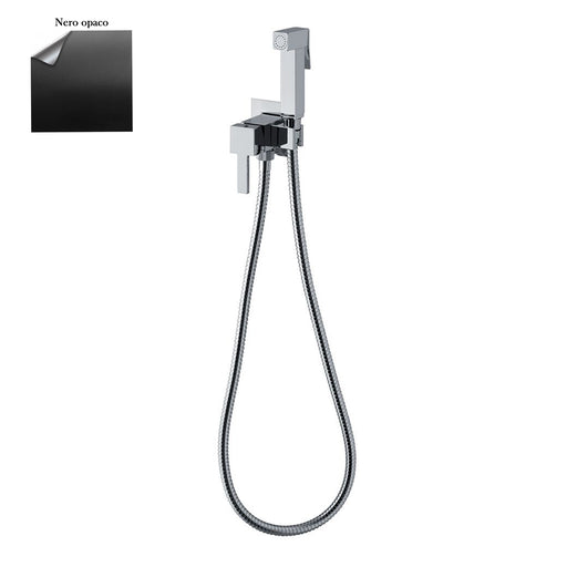 Set idroscopino monogetto con doccia Square, miscelatore e flessibile in ottone nero by CeramicStore | Lo specialista del tuo bagno