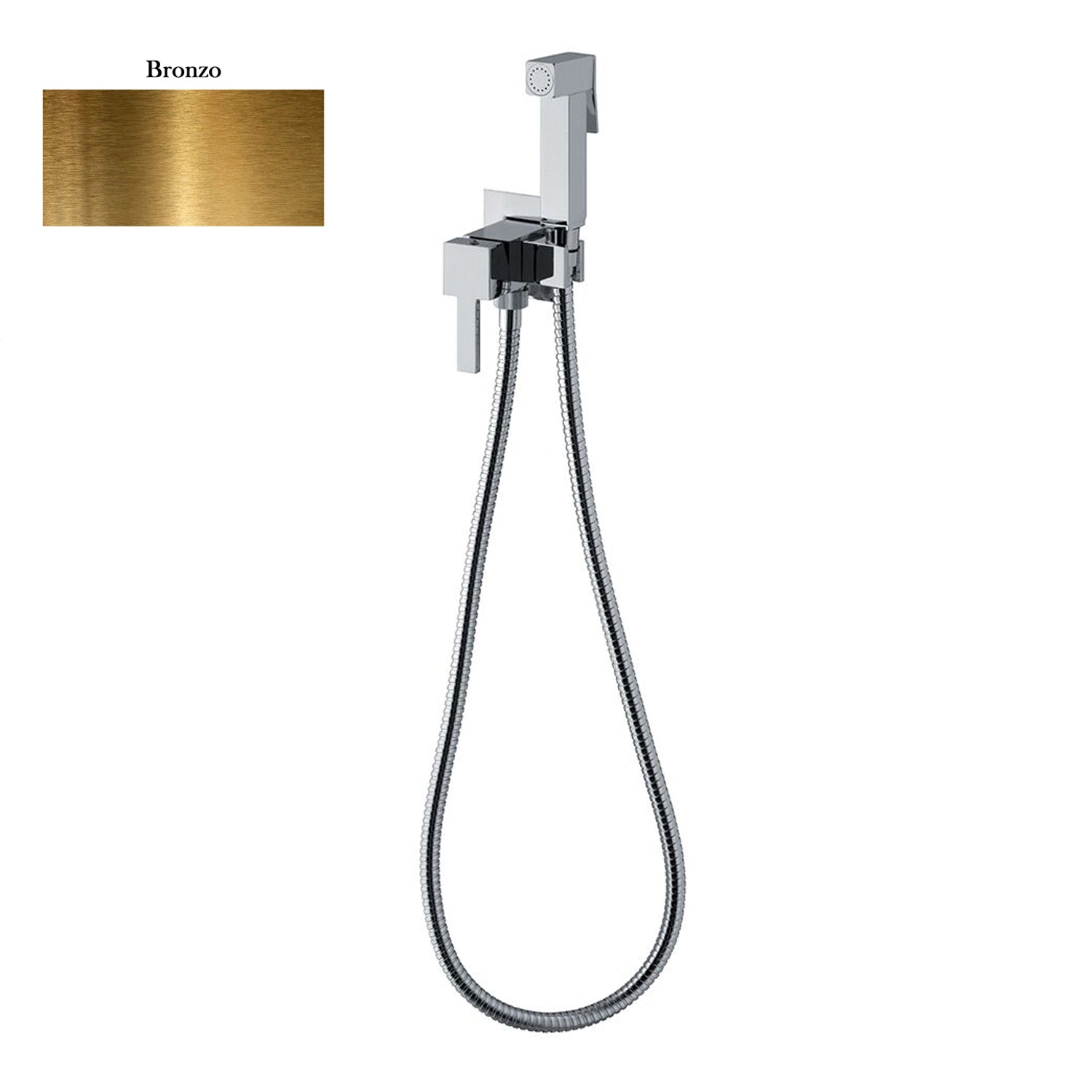 Set idroscopino monogetto con doccia Square, miscelatore e flessibile in ottone bronzo by CeramicStore | Lo specialista del tuo bagno