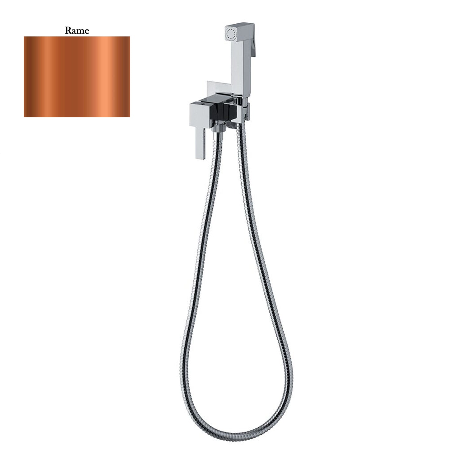 Set idroscopino monogetto con doccia Square, miscelatore e flessibile in ottone rame by CeramicStore | Lo specialista del tuo bagno