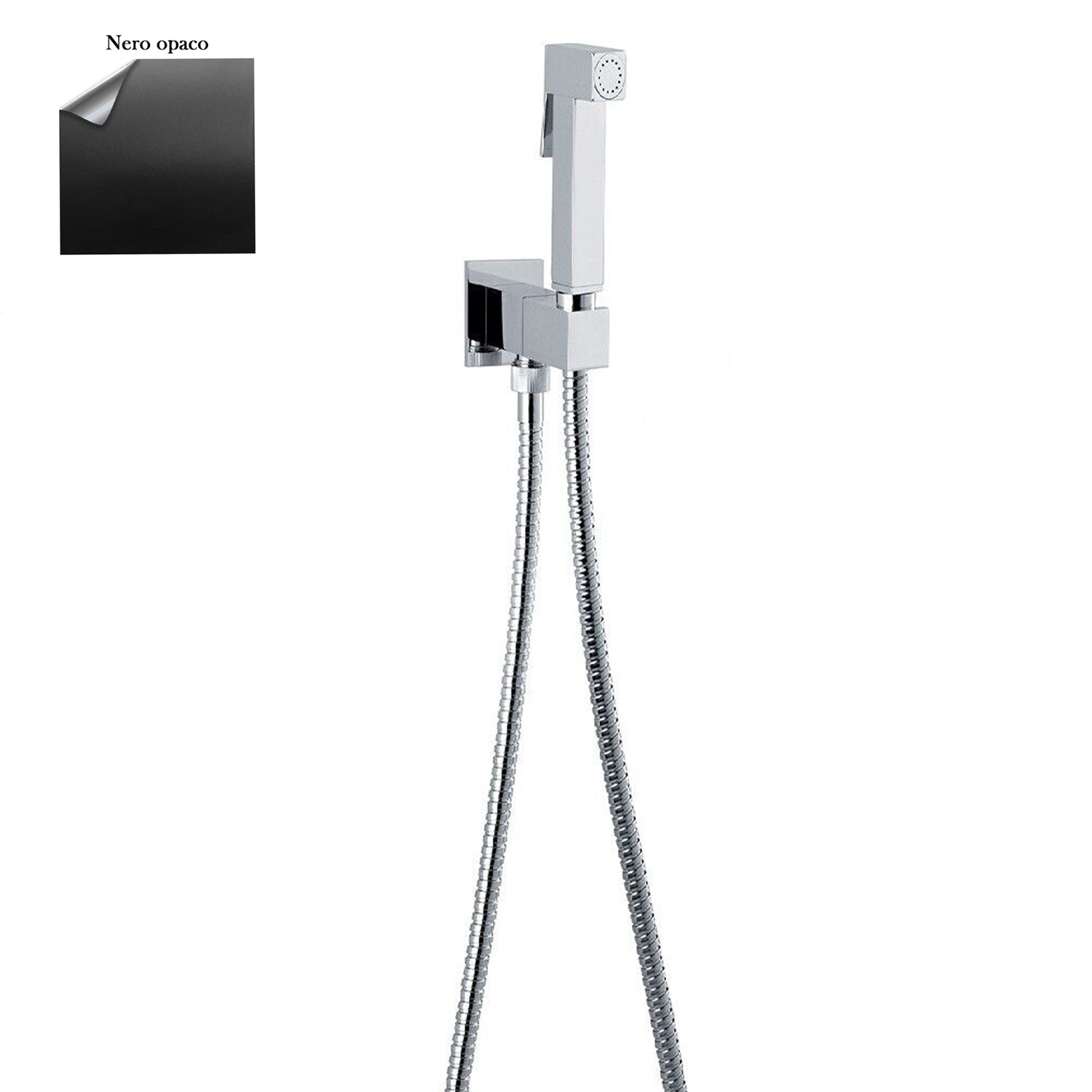 Set idroscopino acqua fredda con doccia Square, rubinetto e flessibile in ottone nero by CeramicStore | Lo specialista del tuo bagno
